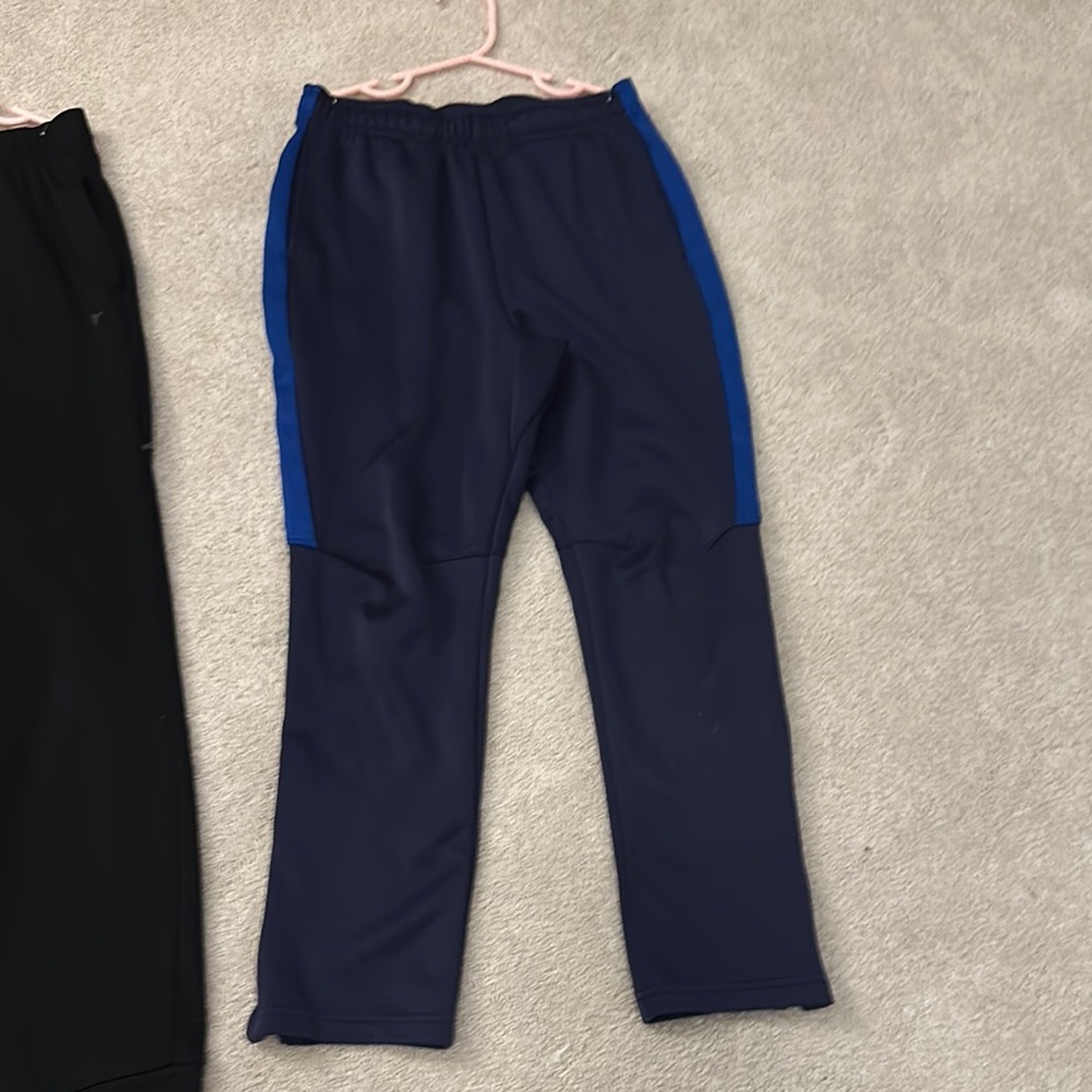Navy Blue Athletic Pants with Black Side Stripes